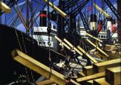 CRW Nevinson, Loading Timber, Southampton Docks, 1916-17