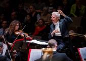 Herbert Blomstedt conducting the Philharmonia (leader of second violins Tania Mazzetti on the left)