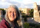 Mary Beard at the Colosseum in Rome