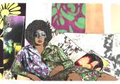 'Afro Goddess Looking Forward', 2015 by Mickalene Thomas. Rhinestones, acrylic, and oil on wood panel