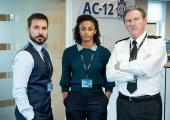 Martin Compston as Steve Arnott, Shalom Brune-Franklin as DC Chloe Bishop, and Adrian Dunbar as Ted Hastings