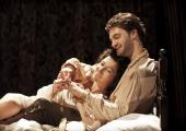 Eve Best (Duchess of Malfi) and Tom Bateman (Antonio) as the secret lovers