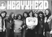 Spot the familiar faces - some Birmingham musicians gather outside Heavy Head Records in 1971