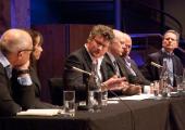 Tom Service (third from left) keeps his panellists in line