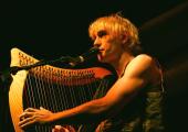 Patrick Wolf gets to grips with his Celtic harp at Rough Trade East