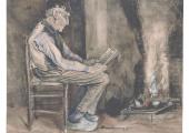 Vincent van Gogh, Man Reading at the Fireside (Etten, October–November 1881)
