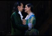 Helplessly in love: Hamilton (Lin-Manuel Miranda) and wife Eliza (Phillipa Soo)
