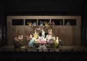 A busy production, with Daniel Luis de Vicente as Rigoletto, centre