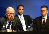 Rupert Murdoch and his sons Lachlan and James, 2002
