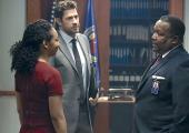 John Krasinski (centre) as Jack Ryan, with Betty Gabriel and Wendell Pierce