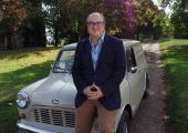 Dominic Sandbrook, perched on a great British Mini Van