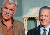 Hoffman (right) as Ace Bernstein, with Dennis Farina as Gus Demitriou