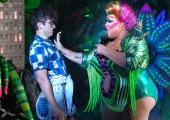 Sowing the seed: Audrey II (Vicky Vox) tempts hapless botanist Seymour (Marc Antolin)