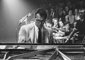 Off the train, onto the stage: Dave Brubeck at Amsterdam’s Concertgebouw, 26 February 1958. To the right, drummer Joe Morello