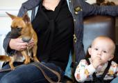 Jo-Rosie Haffenden with one of her dogs and her son Santino