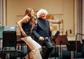 Festival Director Nicola Benedetti and Simon Rattle in 'The Road to Turangalîla'