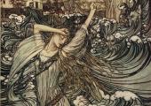 Undine beneath the waves of the Danube: Arthur Rackham's iconic illustration