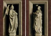 Jan van Eyck, about 1433–5, 'The Annunciation Diptych' (The Archangel Gabriel; The Virgin Mary)