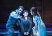 Give the boy a break: Simon Bailey and Niamh Perry as the ghosts, with Fisher Costello-Rose