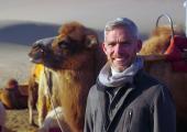 Dr Sam Willis in China, with the critically-endangered Bactrian camel
