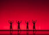 Red mist: members of the Royal Ballet in Christopher Wheeldon's 'Within the Golden Hour'