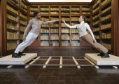 Philippe Kratz and Grace Lyell perform 'Virtual Dance for Real People' in Ravenna's Classense Library