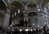 Nelson, the Philharmonia Orchestra and Chorus and the London Philharmonic Choir in rehearsal