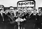 Celtic boss Jock Stein (left) and his players receive the 1967 BBC Sports Personality of the Year Team Award from Matt Busby