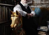 Peter Blake in his studio - a veritable folk museum