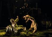 All that glitters: Rumpelstiltskin (Gavin Coward) aids the Shepherd's Daughter (Natalie Trewinnard)