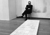 Before the controversy: 'Tate Gallery employee Mr Arthur Payne watches over American sculptor Carl Andre’s work at their first public showing'