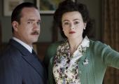 Enid Blyton (Helena Bonham Carter) curbs her enthusiasm for long-suffering husband Hugh Pollock (Matthew Macfadyen)