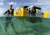 Scientists from the University of Queensland measure the effect of acidic seawater on coral reefs