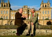 Julian Fellowes (left) with John Spencer-Churchill, 11th Duke of Marlborough, at Blenheim Palace