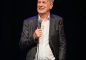 Frank Skinner: a gleeful, big-smile, brows-raised look that draws you in while signalling potential mayhem