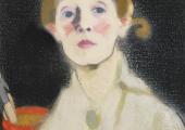 Helene Schjerfbeck, Self-portrait, Black Background, 1915