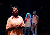 Bringing everyone into her orbit: Naana Agyei-Ampadu, left, Jodie Jacobs and Peter Caulfield in 'Last Easter'