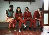 Karla Crome and Nathan McMullen don the orange overalls for series 4 of 'Misfits'