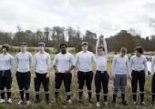 Out of line: Alex Lawther (fourth from right) in 'Old Boys'