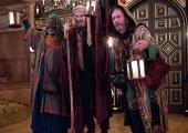 The Magi (Richard Bremmer, Joseph Marcell and Kevin Moore) bring uneasy comedy to this Biblical tale