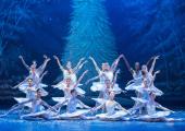 Icy: dancers of English National Ballet as snowflakes in Wayne Eagling's production of 'Nutcracker'.