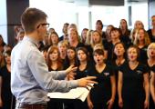 Gareth Malone conducts his new ensemble at Brize Norton airbase