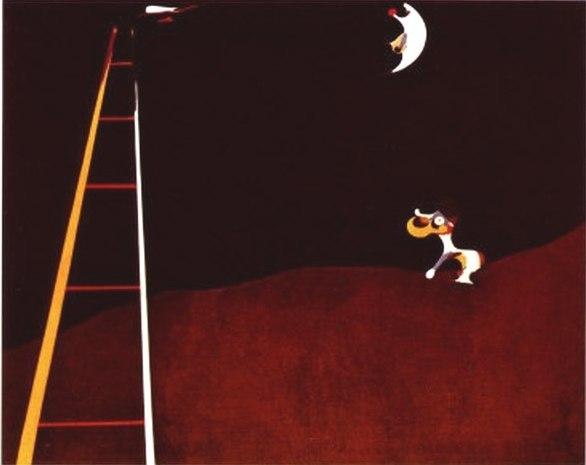'Dog Barking at the Moon': Miró used recurring motifs in his work, including the ladder, the dog and the moon