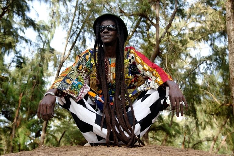 Cheikh Lo typically attired - Joseph, eat your heart out! 