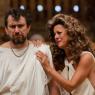 In God we trust (or not): Phil Daniels plays The Big God opposite Miranda Foster as the Missus