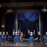 The ball scene designed by David Walker: 'the inky blue court theme allows Cinderella to arrive in her silvery tutu like the full moon in the night'