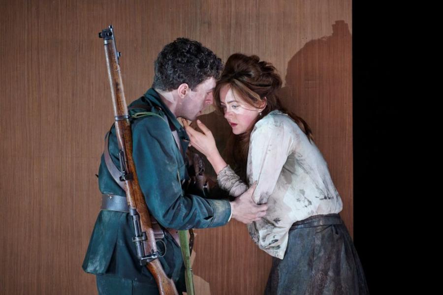Eimhin Fitzgerald Doherty as Jack Clitheroe and Kate Gilmore as Nora Clitheroe