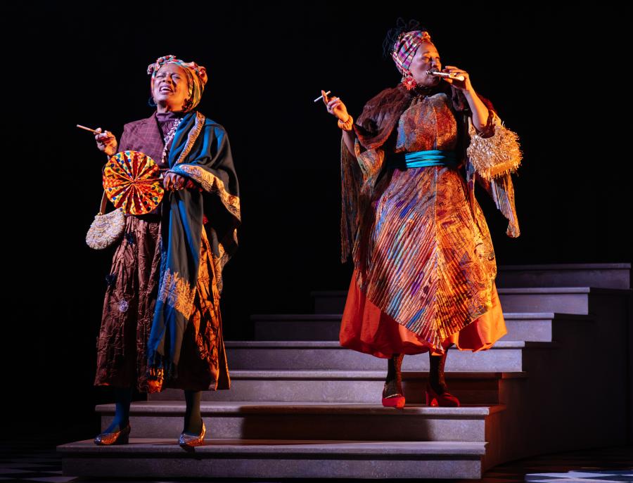 Suzette Llewellyn as Lady Markby, Nimmy March as the Countess of Basildon in An Ideal Husbandf 