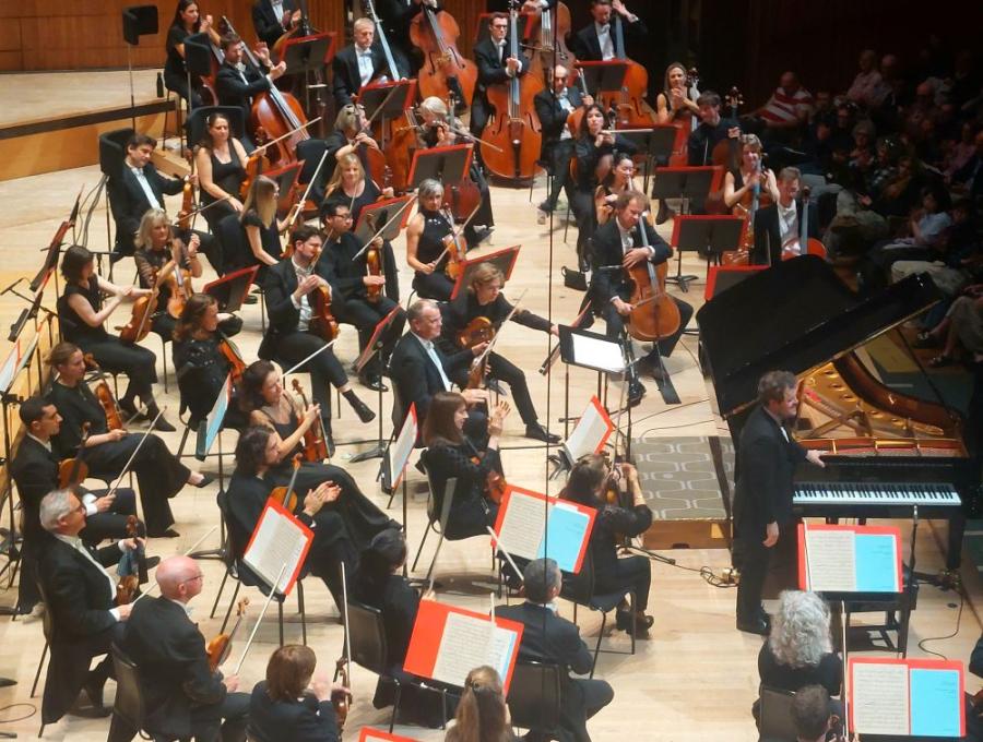 Benjamin Grosvenor at the end of the performance of Strauss's 'Burleske'