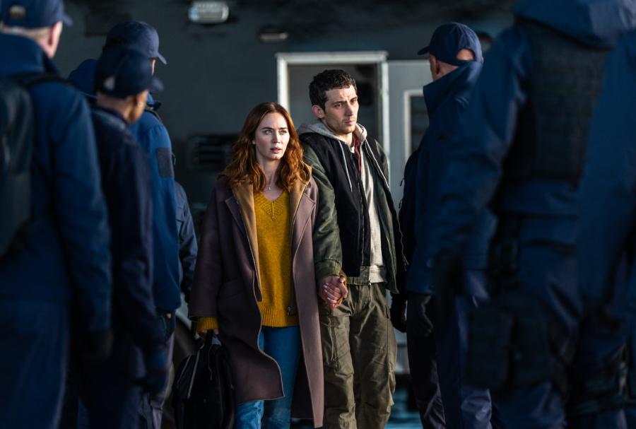 Emily Blunt and Colin Firth in Disclosure Day